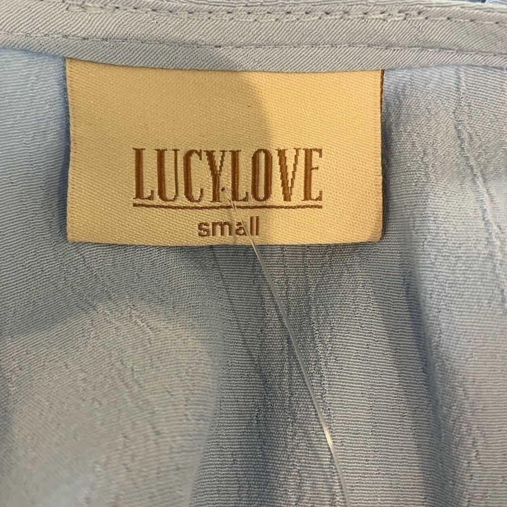 Lucy Love Enchanted Ice Blue Bell Sleeve Crop Top - Picture 2 of 7